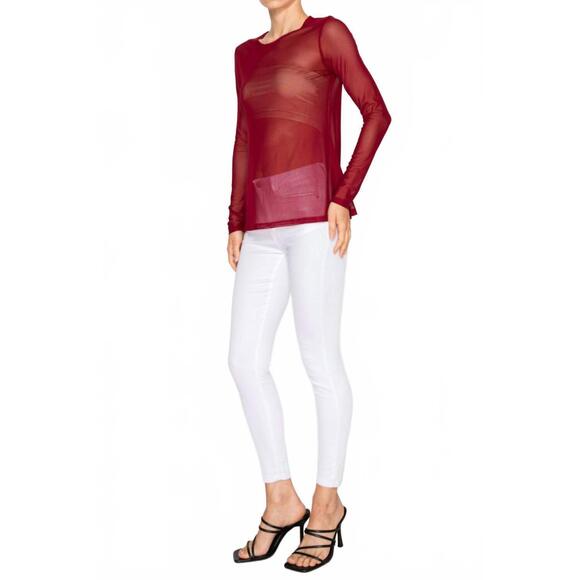 NEW ORIGAMI on a dime mesh top in wine - Picture 2 of 3